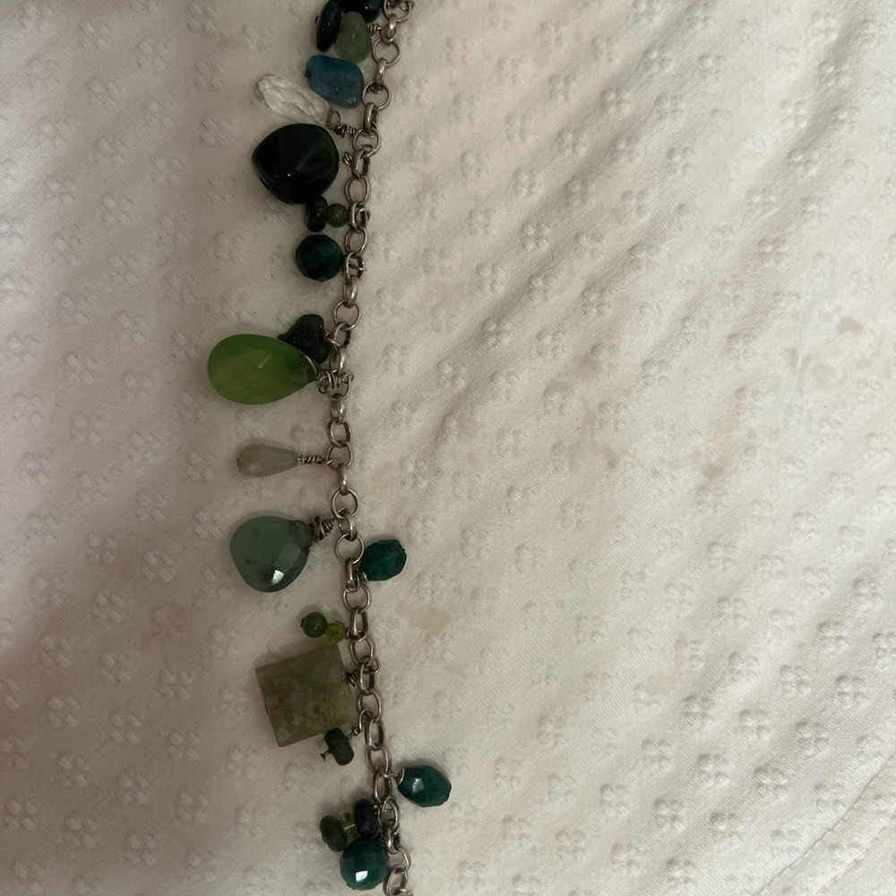 Green Gemstone Charm Bracelet - Women Jewelry vintage - Picture 4 of 5
